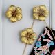 Modern Flower Aluminum Wall Hooks In Golden Finish (Pack of 3)